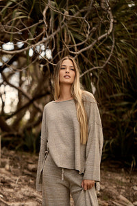 Retreat Cotton Twist Pullover - Olive x White