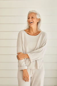 Retreat Cotton Twist Pullover - Silver x White