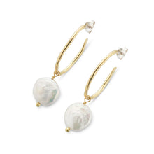 Load image into Gallery viewer, Prosperity Pearl Oval Hoop Earrings