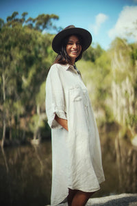 Frederic shirt dress with double front pockets and side pockets