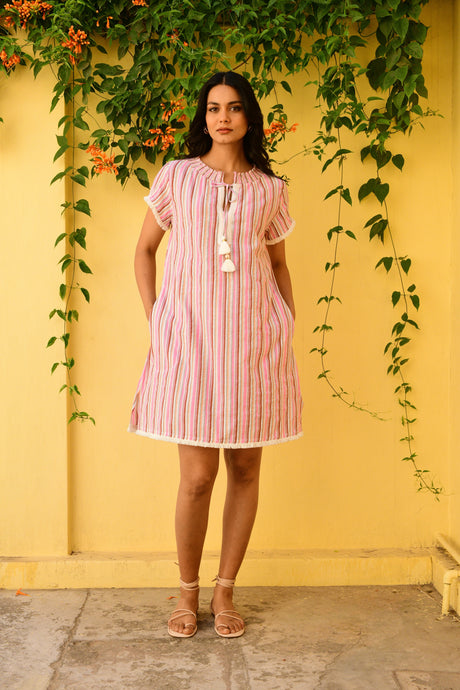 Kos Dress Pink Stripe