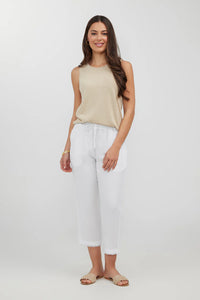 Lido 3/4 Linen Pant White