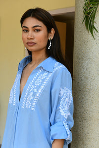 Santorini Shirt Dress Sky Blue