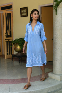 Santorini Shirt Dress Sky Blue