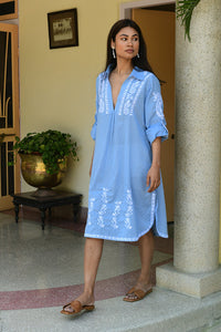 Santorini Shirt Dress Sky Blue