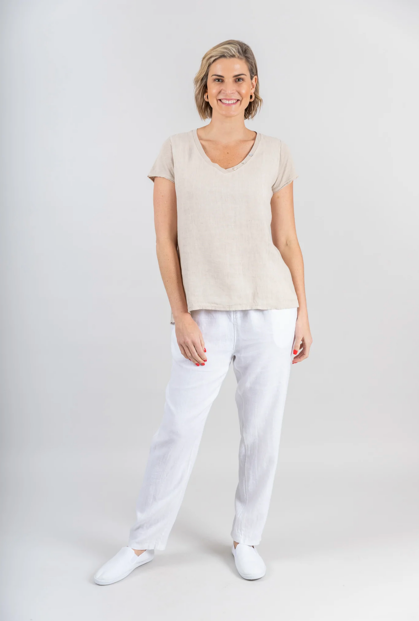 Amalia Linen Top | Stone