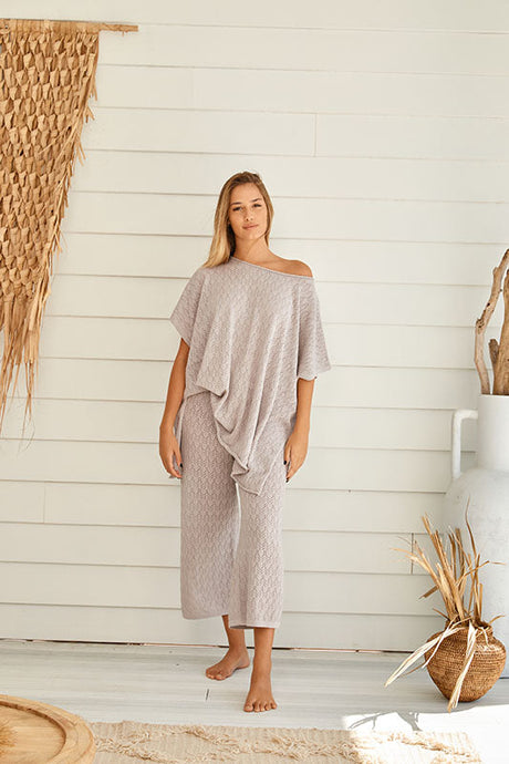 Kauai Pointelle Poncho-Argent