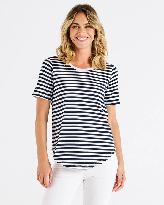 Ariana Tee - Navy Stripe/Pink