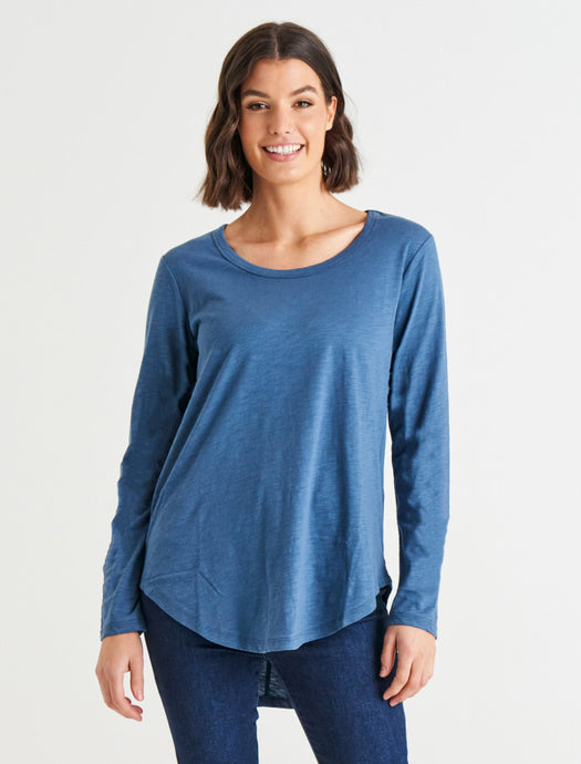 Megan Long Sleeve Tee Steel Blue