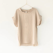 Load image into Gallery viewer, European Linen Short Sleeve Top with Semi Cowl Neck